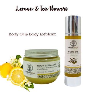Σετ Body Oil & Body Exfoliant Lemon & Tea Flowers